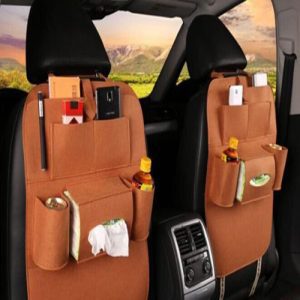 منظم  تخزين متعددة الجيوب تعلق على مقعد السيارة الخلفي، منظم تخزين متعددة الوظائف لمقعد السيارة(لون جملي) 2قطعه