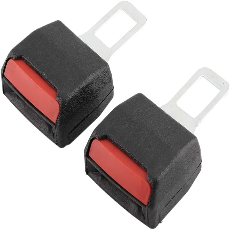 مشبك معدنى  على كارت سكاته حزام امان للسيارة سدادة انذار من قطعتين- سادة لون اسود