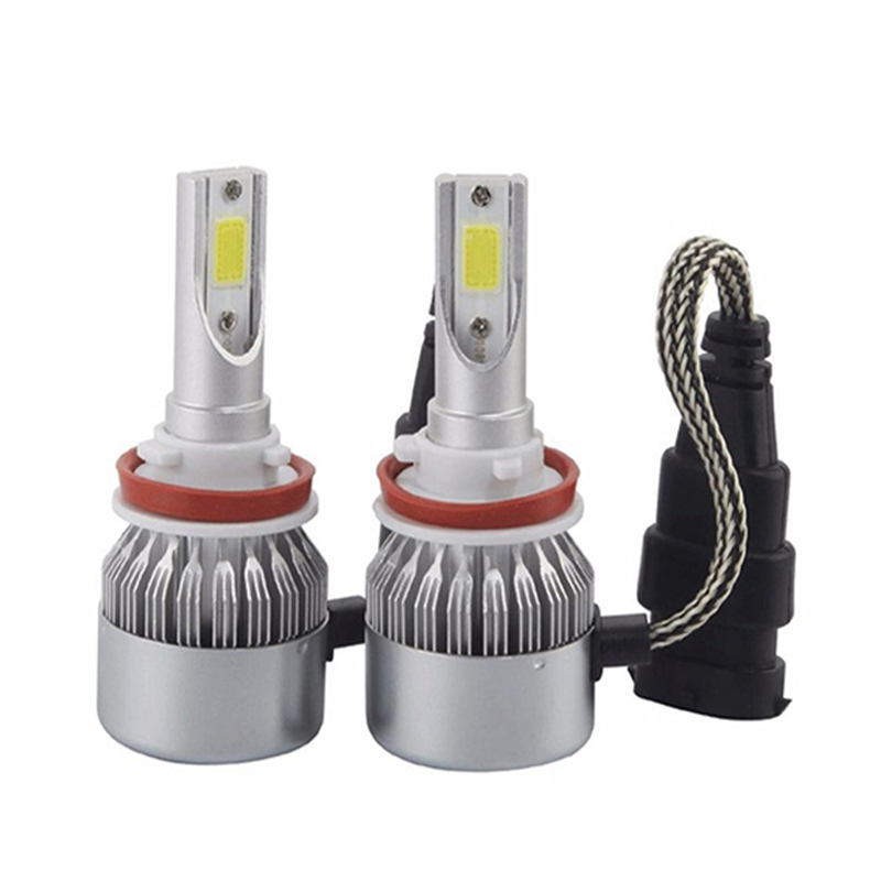 طقم لمبات أمامية زينون ، للمصابيح الأمامية للسيارات ، مصابيح اضاءة ليد مع مروحة تبريد 36 وات ( طقم 2 قطعة - C6- 9006-HB4)