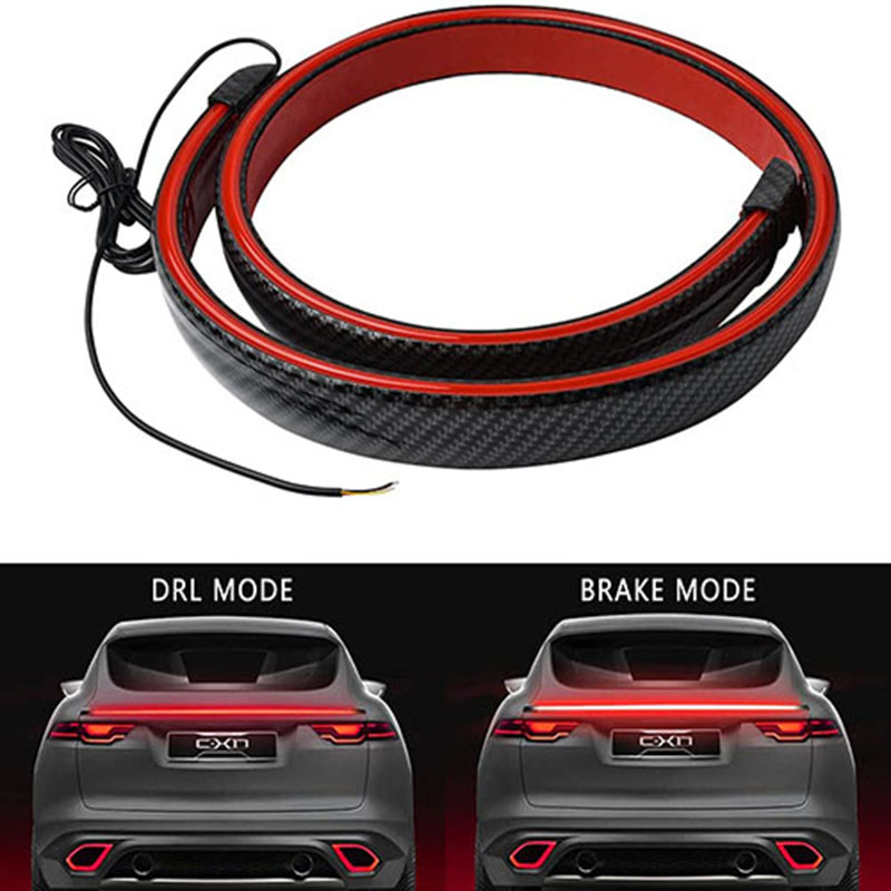 سبويلر شنطة شريط اضاءة فرامل LED ثالث لرفرف السيارة من 1797 عالمي، ملحقات خارجية للرفرف الخلفي للصندوق الخلفي وجناح السقف، مصنوع من الياف كربونية، مناسب للشاحنات وانواع السيارات المختلفة، اضاءة باللون الاحمر