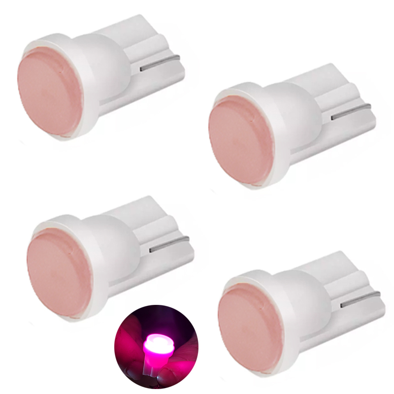 مصابيح LED T10 لداخل السيارة، فائقة السطوع ،رقاقة مصباح سقف للسيارة مطور للقبة والخريطة والباب ولوحة الترخيص ولوحة العدادات ( COB T10 اضاءة بينك ، 4 قطع )