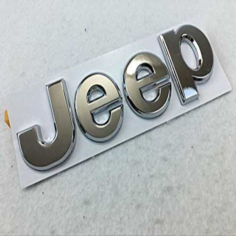 ملصقات شعار سيارة جيب ثلاثية الابعاد من الالومنيوم المعدني، فضي