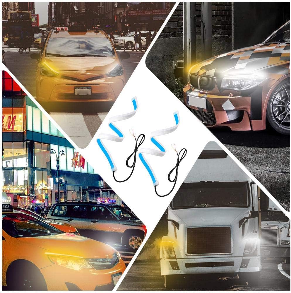 ليد فوانيس السيارة الامامية شريط اضاءة LED مرن، شريط انبوبي لمبة اضاءة نهارية نيون متسلسة لاشارة الالتفاف وشارة الانعطاف - اضاءة اصفر وابيض - 2 شريط (الشريط 60 سم) 7 ليد فوانيس السيارة الامامية شريط اضاءة LED مرن، شريط انبوبي لمبة اضاءة نهارية نيون متسلسة لاشارة الالتفاف وشارة الانعطاف - اضاءة اصفر وابيض - 2 شريط (الشريط 60 سم) - الصورة 7