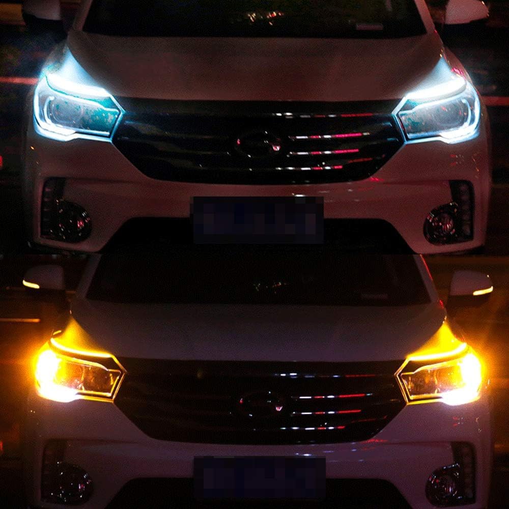 ليد فوانيس السيارة الامامية شريط اضاءة LED مرن، شريط انبوبي لمبة اضاءة نهارية نيون متسلسة لاشارة الالتفاف وشارة الانعطاف - اضاءة اصفر وابيض - 2 شريط (الشريط 60 سم) 5 ليد فوانيس السيارة الامامية شريط اضاءة LED مرن، شريط انبوبي لمبة اضاءة نهارية نيون متسلسة لاشارة الالتفاف وشارة الانعطاف - اضاءة اصفر وابيض - 2 شريط (الشريط 60 سم) - الصورة 5