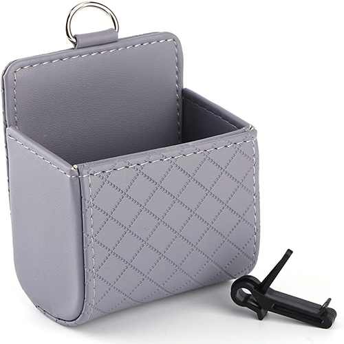 هولدر بوكيت تخزين وتنظيم للسيارة يثبت بمخرج تكييف السيارة، مثالي لحمل جراب الموبايل والموبايل والعملات المعدنية والمفاتيح، مع خطاف للتعليق، (لون رمادي) 1 هولدر بوكيت تخزين وتنظيم للسيارة يثبت بمخرج تكييف السيارة، مثالي لحمل جراب الموبايل والموبايل والعملات المعدنية والمفاتيح، مع خطاف للتعليق، (لون رمادي)