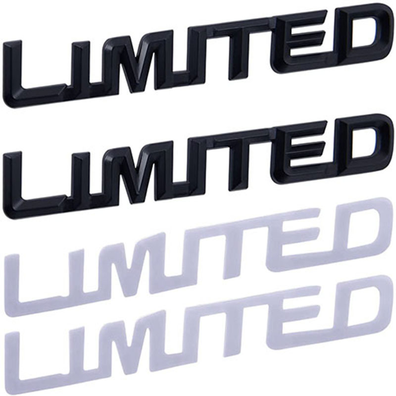 ستيكر لوجو لاصق جانبي معدني ثلاثي الابعاد محدود بلون اسود لرفرف السيارة والصندوق الخلفي، قطعتين