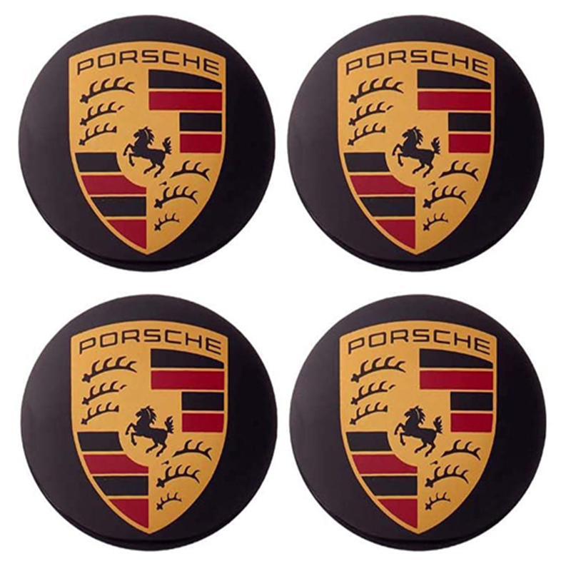 طقم ملصق جنط غطاء محور اطارات السيارة 3D قابل للصق - 4 قطع - مناسب بورش