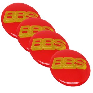 طقم ملصق جنط غطاء محور اطارات السيارة 3D قابل للصق - 4 قطع - مناسب BBS