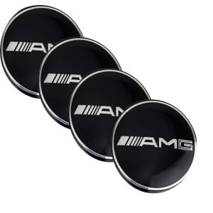 طقم ملصق جنط غطاء محور اطارات السيارة 3D قابل للصق - 4 قطع - مناسب AMG