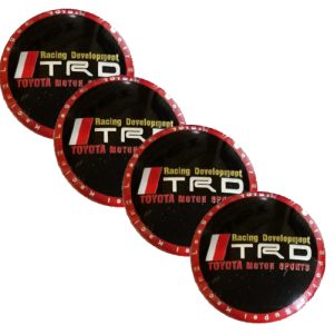 طقم ملصق جنط غطاء محور اطارات السيارة 3D قابل للصق - 4 قطع - مناسب ل TRD