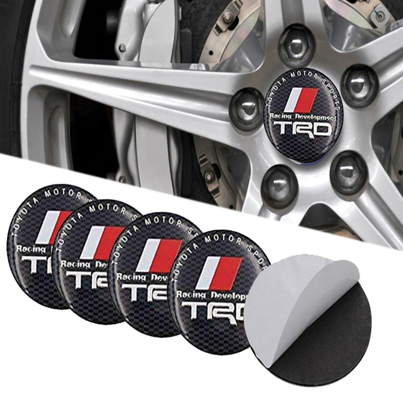 طقم ملصق جنط غطاء محور اطارات السيارة 3D قابل للصق - 4 قطع - مناسب مع  TRD