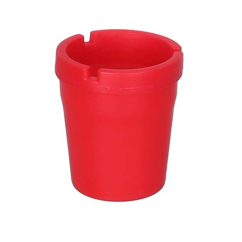 طفاية سجائر بتصميم كوب - حامل اكواب تركي بلاستيكي، طفاية سجائر محمولة للسيارة والحديقة الوان متعددة - لون احمر