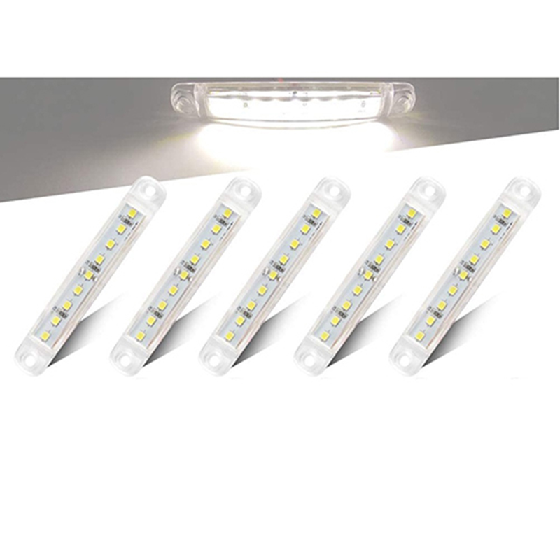 ليد ابيض زجاج شفاف لجوانب السيارات طول 10 سم - 5 قطع