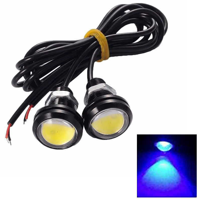 مصابيح باضاءة ليد عالية الطاقة ، مصابيح الاضاءة النهارية للضباب اثناء النهار، مصابيح احتياطية خلفية، اكسسوارات السيارات والدراجات النارية - ( لون ازرق - 2 قطعة )