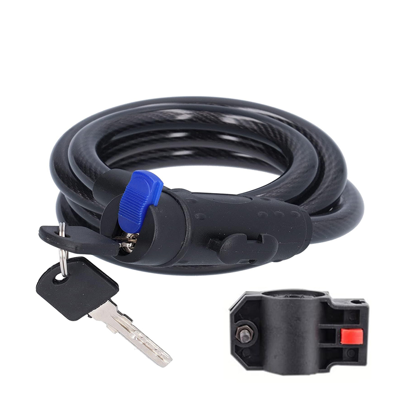 قفل دراجة وموتوسيكل واسكوتر ، قفل دراجة عالمى واير قوى ومتين للدراجة والموتوسيكل وغيرها (واير صغير بحامل اسود طول 100 سم)