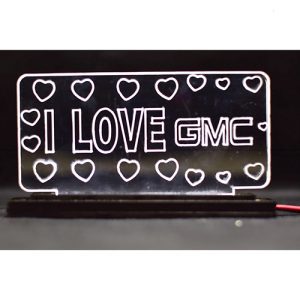 استاند اكريلك مضئ باللون الابيض بشعار السيارة - 12 فولت - جى ام سى GMC