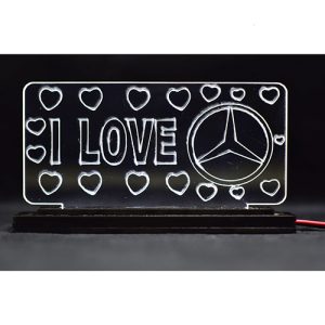 استاند اكريلك مضئ باللون الابيض بشعار السيارة - 12 فولت -  مرسيدس