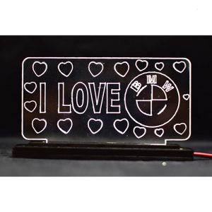 استاند اكريلك مضئ باللون الابيض بشعار السيارة - 12 فولت -   بى ام دبليو BMW