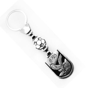 ميدالية وسلسلة مفاتيح سيارة استانلس جودة عالية شكل فضة محفور عليها -  شعار النادى الاهلى