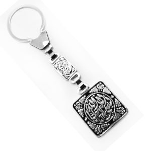 ميدالية وسلسلة مفاتيح سيارة استانلس جودة عالية شكل فضة محفور عليها -  بسم الله ماشاء الله