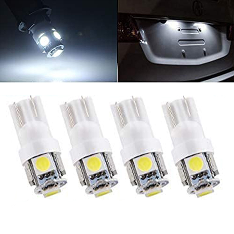 مصباح ليد اسفيني T10 W5W 5W5 12 فولت 5050 اس ام دي 6000 كلفن ابيض/3000 كلفن ابيض دافئ فائق السطوع للسيارة من الداخل لصندوق السيارة من T10-5SMD- تيار مستمر 12 فولت - أبيض - 4 قطع