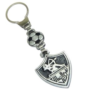 ميدالية وسلسلة مفاتيح سيارة استانلس جودة عالية شكل فضة محفور عليها -  شعار نادى الزمالك