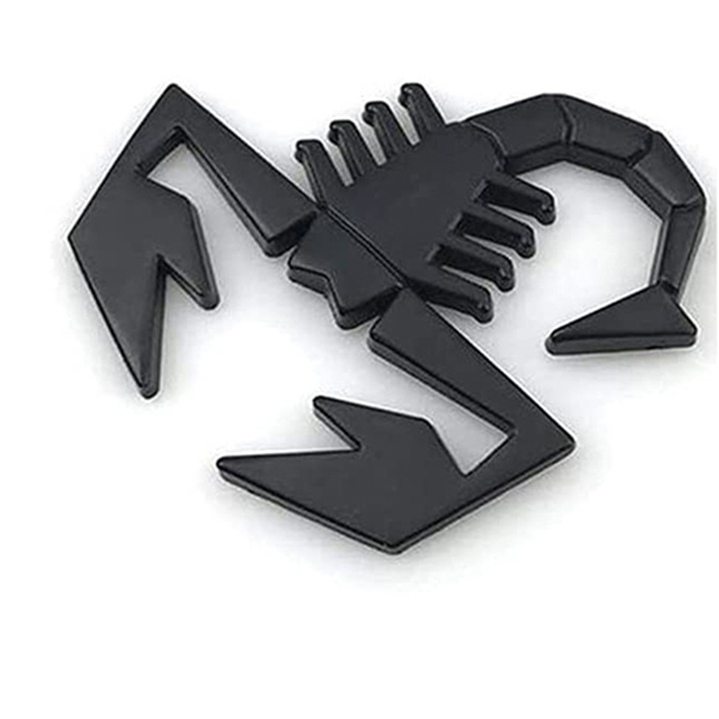 ملصق بادج كروم معدن 3D ثلاثي الابعاد علي شكل عقرب ، ملصق لوجو ذاتي اللصق لديكور السيارات واكصدام السيارة والدراجة النارية - لون اسود