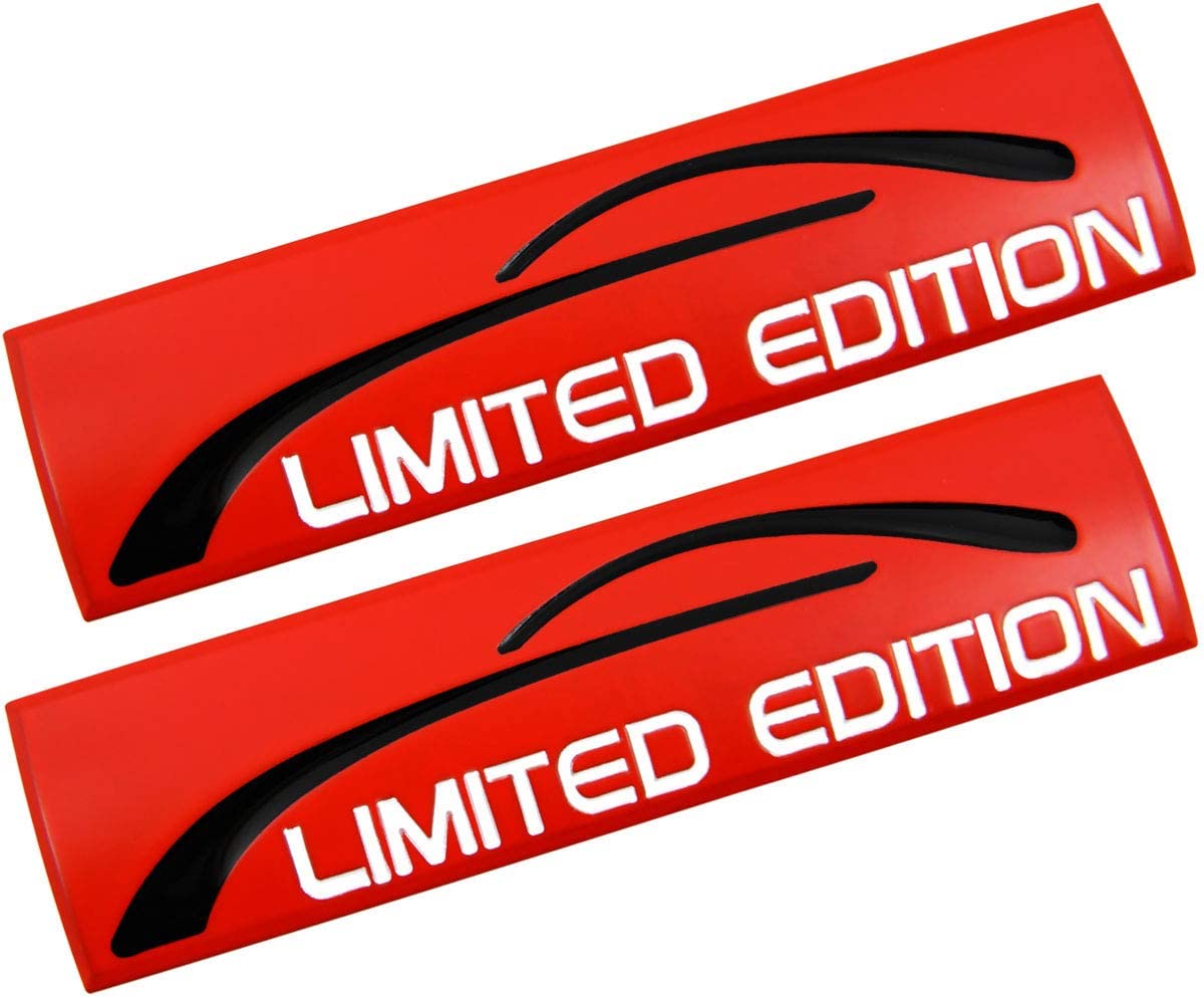 ملصق جانبي من الكروم 3D المعدني ثلاثي الأبعاد مطبوع عليه شعار فرقة فيندر شعار جذع شارة رياضية - 2 قطعة لون احمر