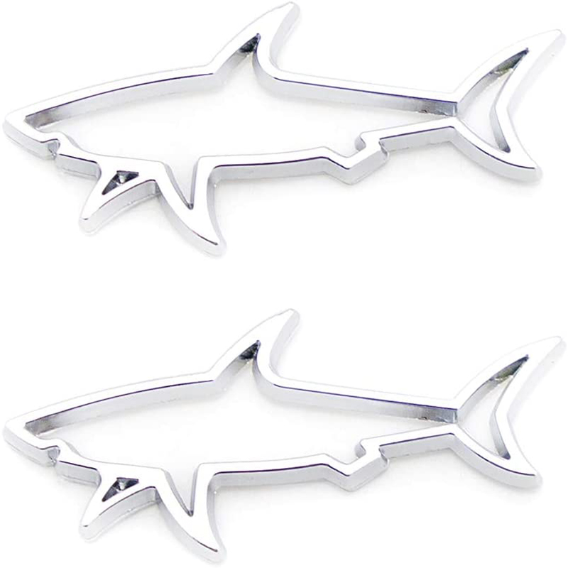 ملصق سيارة ثلاثى الابعاد معدن شكل قرش قطعتين