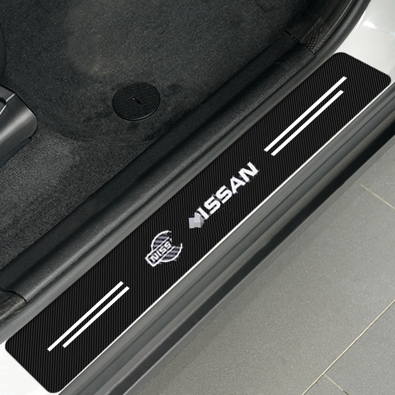 عتب لاصق باب سيارة كاربون حرارى 4D مضاد للخدش ومانع للانزلاق ومقاوم للماء - 4 قطع  - نيسان