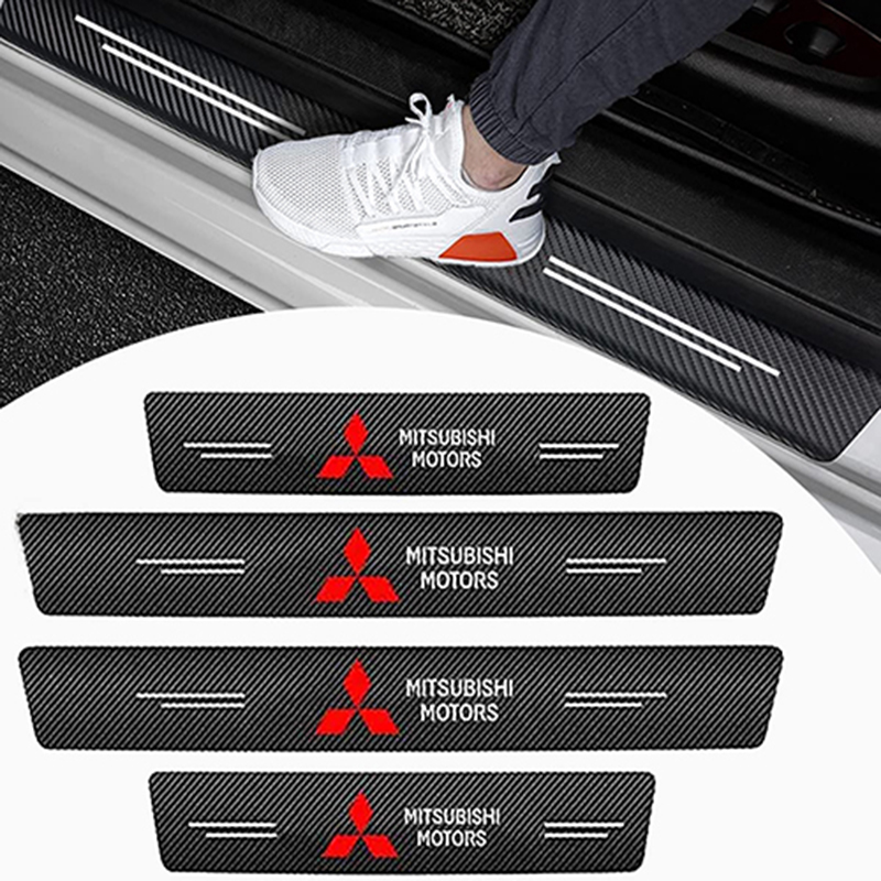 عتب لاصق باب سيارة كاربون حرارى 4D مضاد للخدش ومانع للانزلاق ومقاوم للماء - 4 قطع  -  ميتسوبيشى Mitsubishi