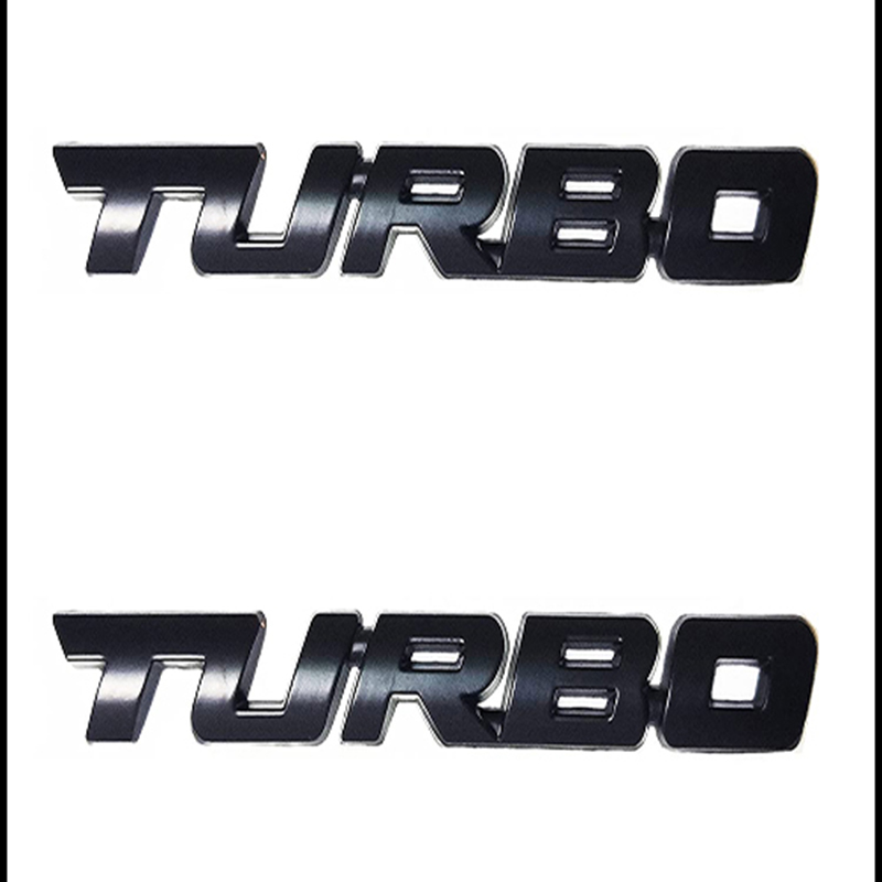 ملصق سيارة ثلاثى الابعاد معدن TURBO قطعتين اسود