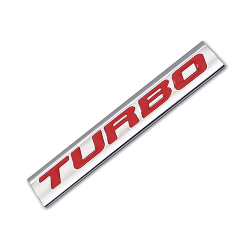 ملصق سيارة ثلاثى الابعاد معدن TURBO سلفر و احمر