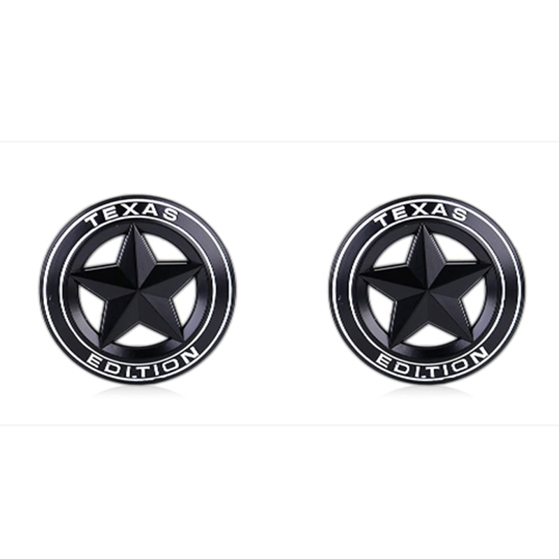 شارة شعار Amecore 2X (J) Texas Edition Door Fender Tailgate 3D Star Logo ، أسود أبيض