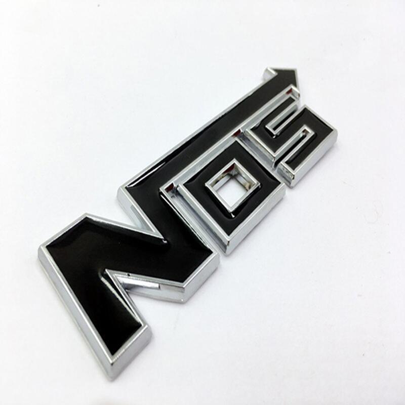 ملصق سيارة معدن 3D ثلاثى الابعاد متوافق شعار سيارة NOS - لون اسود