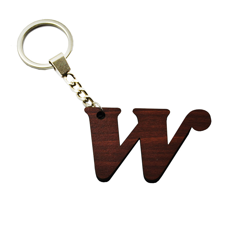 ميدالية وسلسلة مفاتيح سيارة منزل مكتب واخرى - خشب تقطيع ليزر - حرفW