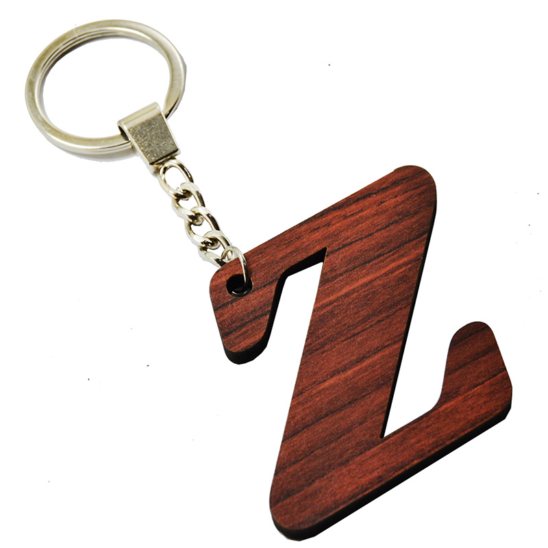 ميدالية وسلسلة مفاتيح سيارة منزل مكتب واخرى - خشب تقطيع ليزر - حرفZ