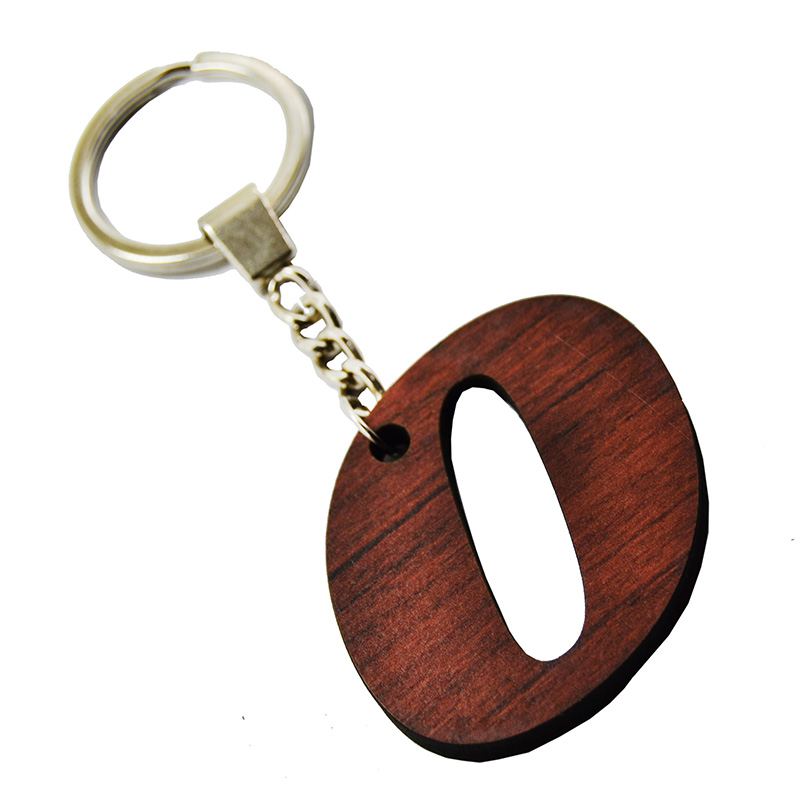 ميدالية وسلسلة مفاتيح سيارة منزل مكتب واخرى - خشب تقطيع ليزر - حرفO