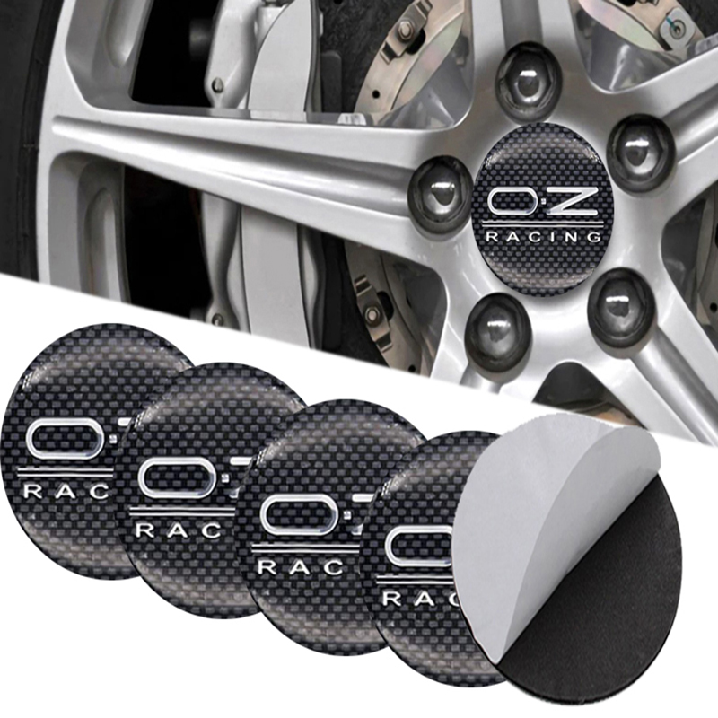 طقم ملصق جنط غطاء محور اطارات السيارة 3D قابل للصق - 4 قطع - مناسب OZ