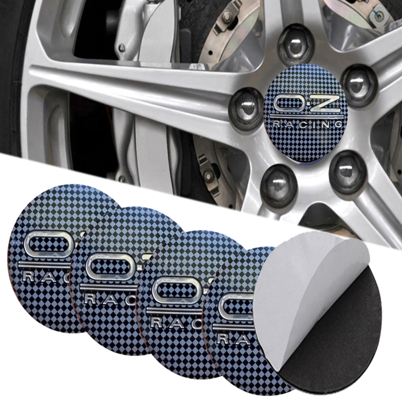 طقم ملصق جنط غطاء محور اطارات السيارة 3D قابل للصق - 4 قطع - مناسب ل OZ