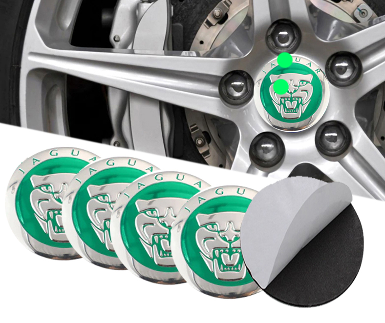 طقم ملصق جنط غطاء محور اطارات السيارة 3D قابل للصق - 4 قطع - مناسب ل جاغور