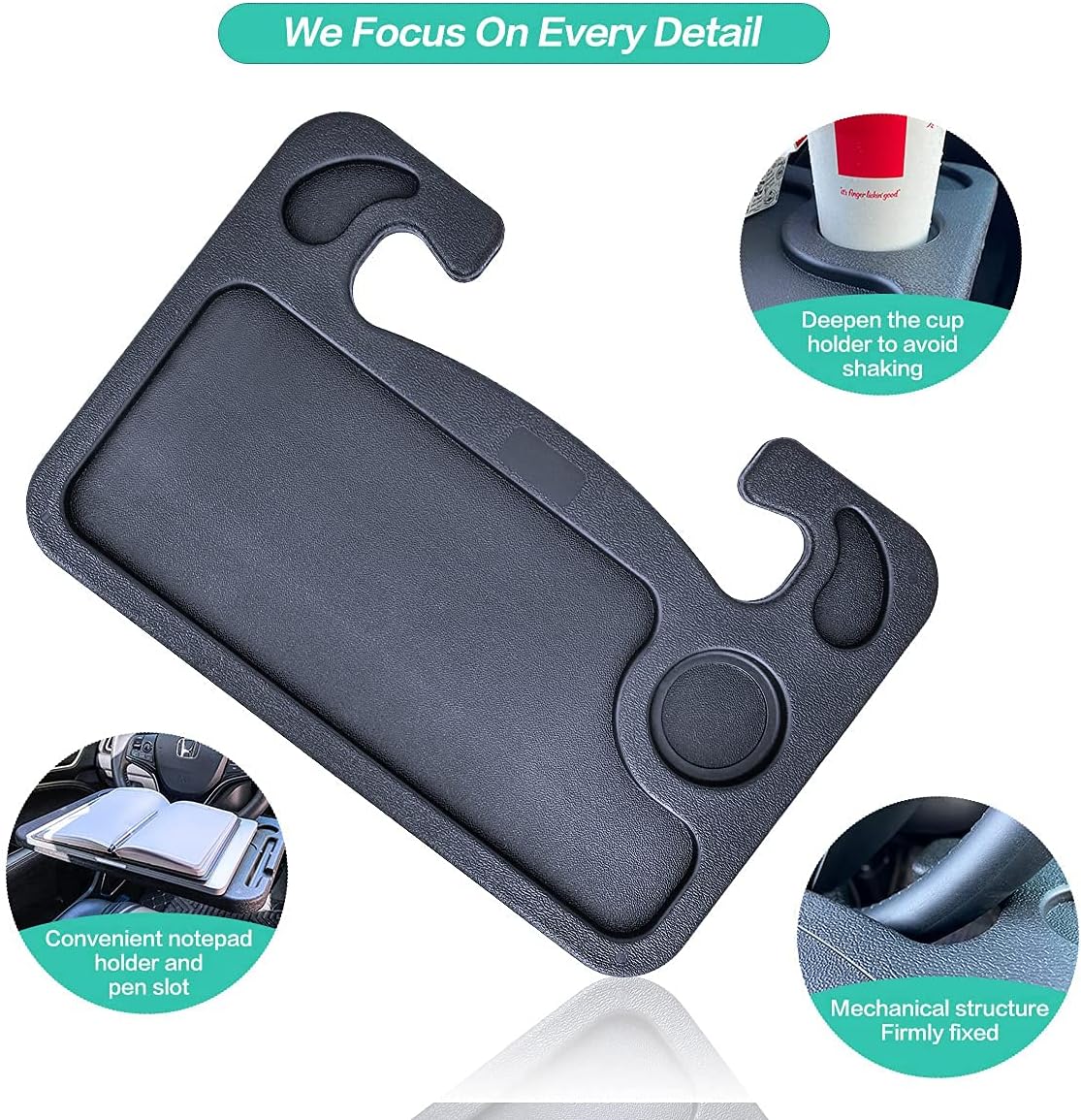 صينية طعام لطارة دركسيون السيارة حامل اكواب للسيارة متعدد الوظائف منظم للابتوب وطاولة لعجلة القيادة لاب توب عالمي طاولة عمل متعددة - اسود - شكل مربع (كود 3839) 7 صينية طعام لطارة دركسيون السيارة حامل اكواب للسيارة متعدد الوظائف منظم للابتوب وطاولة لعجلة القيادة لاب توب عالمي طاولة عمل متعددة - اسود - شكل مربع (كود 3839) - الصورة 7