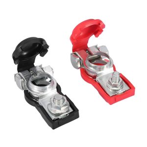 مجموعات اطراف بطارية، قطاش كيبل بطارية سيارة سلبي وايجابي، مشابك طرفية، موصلات بغطاء بلاستيكي مُرمز بالالوان لجميع انواع السيارات 2 قطعة