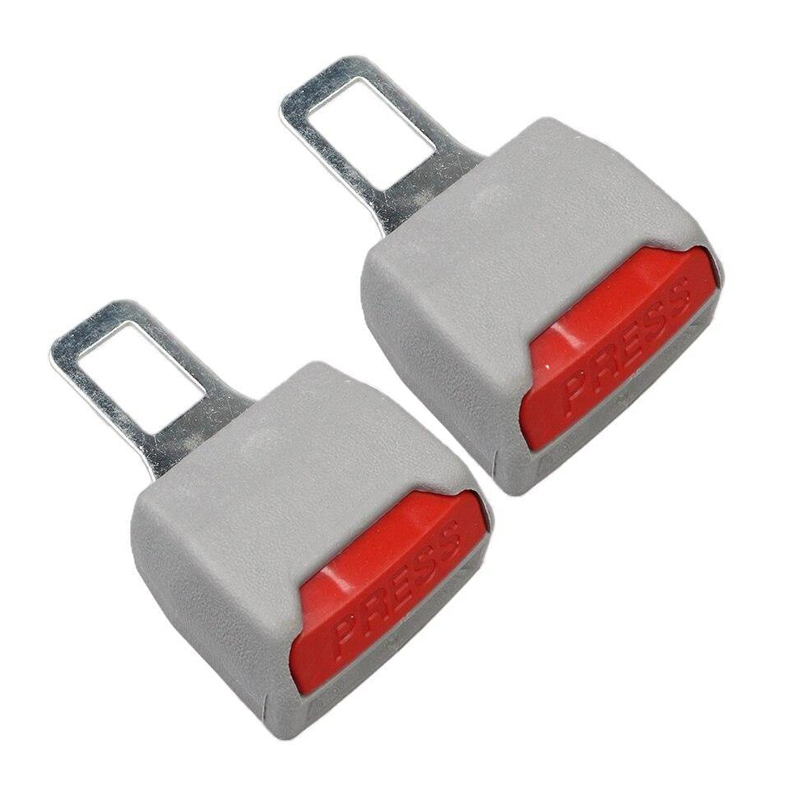 مشبك معدنى تايوانى على كارت سكاته حزام امان للسيارة سدادة انذار من قطعتين- سادة لون رمادي