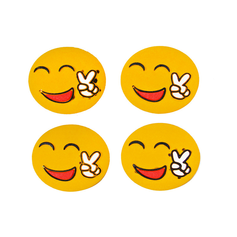 طقم صدادة سمايل اشكال ل باب سيارة او باب المنزل او فى المكتب سيليكون 4 قطع دائرية 3.5 سم - كود 4295