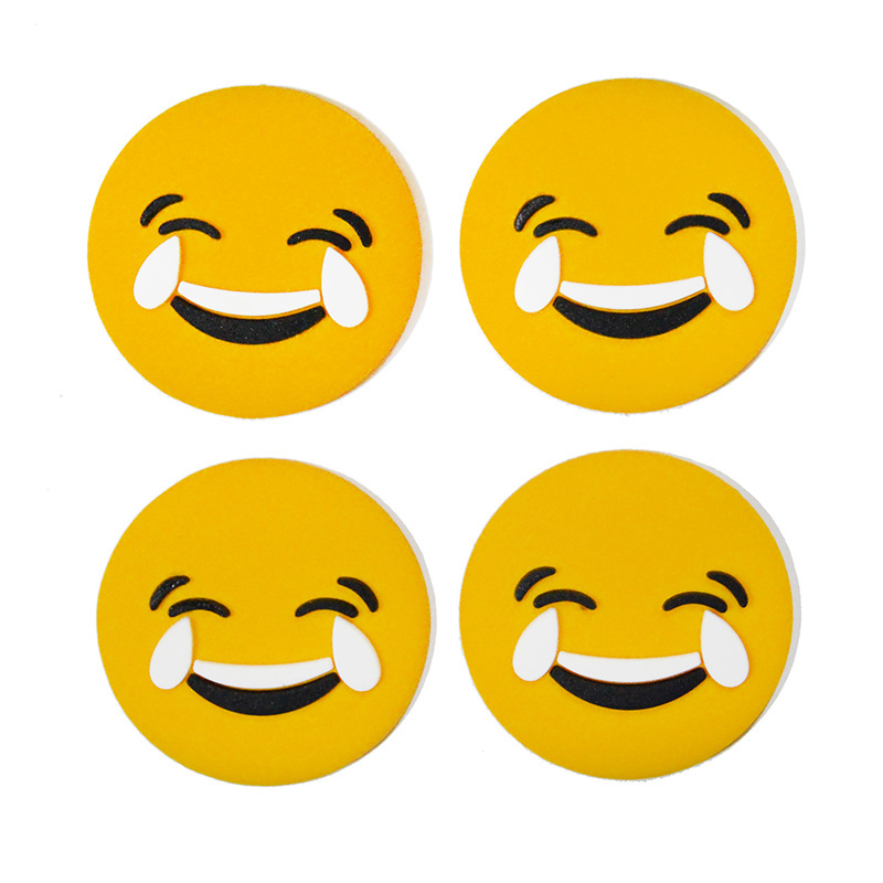 طقم صدادة سمايل اشكال ل باب سيارة او باب المنزل او فى المكتب سيليكون 4 قطع دائرية 3.5 سم - كود 4299