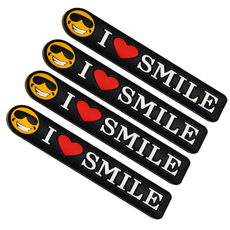 طقم صدادة باب سيارة سيليكون مرن لصق للوقاية وحماية باب السيارة من الخدوش اثناء فتح الباب - 4 قطع  -  سمايل