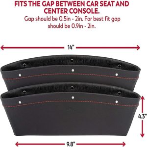 هولدر جلد ومنظم متعلقات جنب كرسى السيارة - 2 قطعة - لون اسود