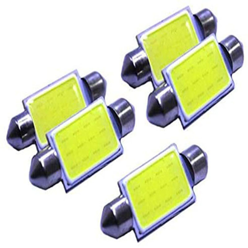 مصابيح ليد LED داخلية للسيارة 3 واط - ابيض، 12 فولت، 5 قطع، 36 ملم