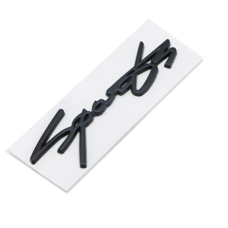 ملصق سيارة معدني بتصميم رياضي ثلاثي الابعاد من كلمة Sports  ، اسود